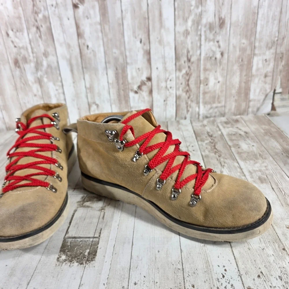 Bed Stu Mens Tan Suede Hiking Chukka Boots Red Laces Size 11 EUR‎ 44